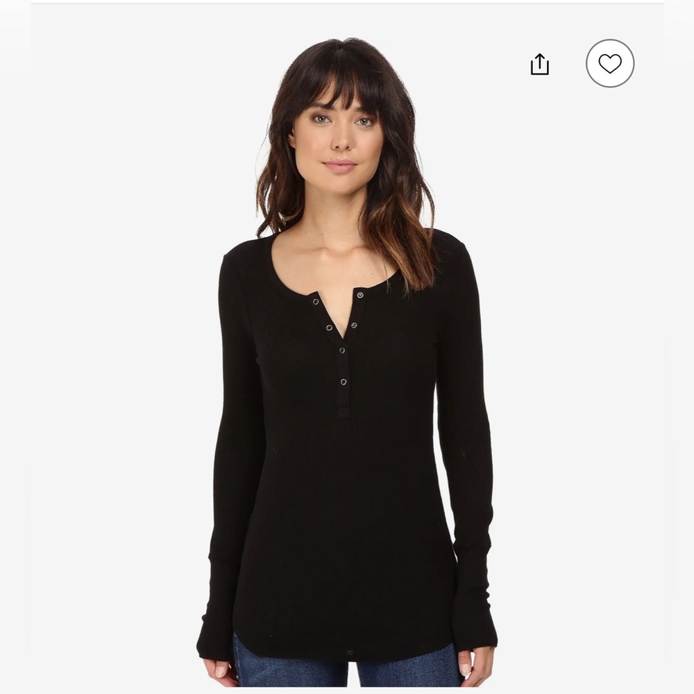 Splendid Black Long Sleeve Blouse